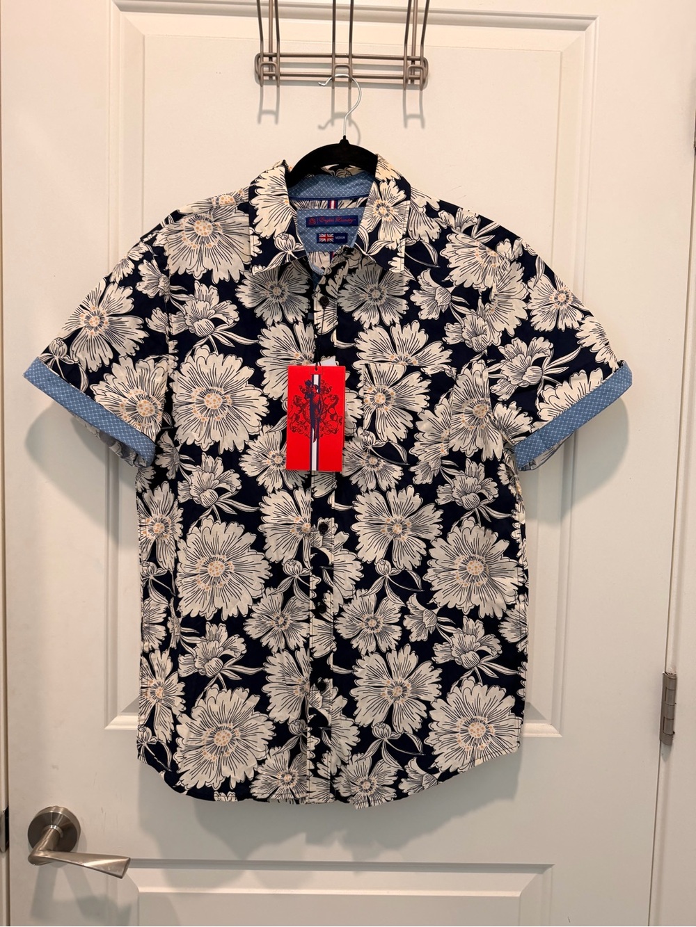 English Laundry Men's Floral Print Short Sleeve Button-Down Size M